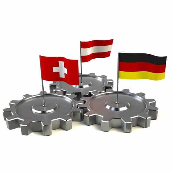 Vlaggen Zwitserland, Oostenrijk en Duitsland